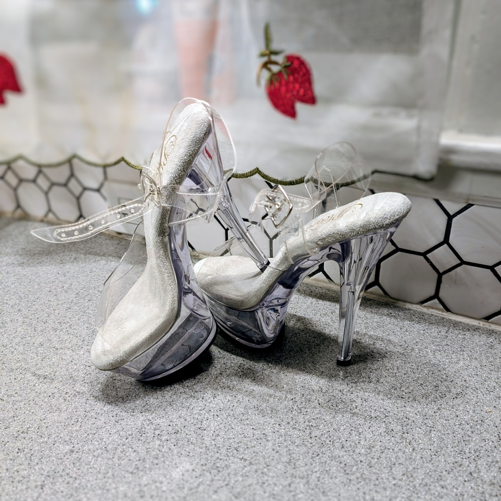 Elegant Clear Heels with Silver Accents